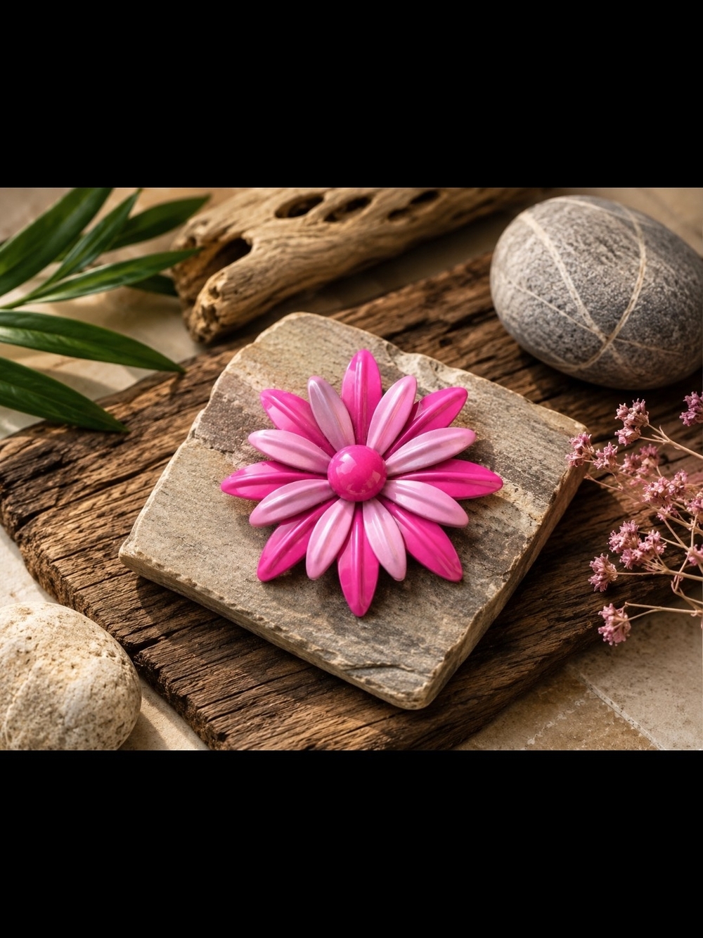 Two-Tone Pink Flower Brooch Pin